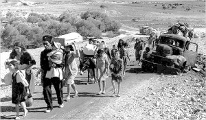 فلسطينيون يهاجرون من الجليل عام 1948 بسبب الاحتلال الصهيوني لفلسطين